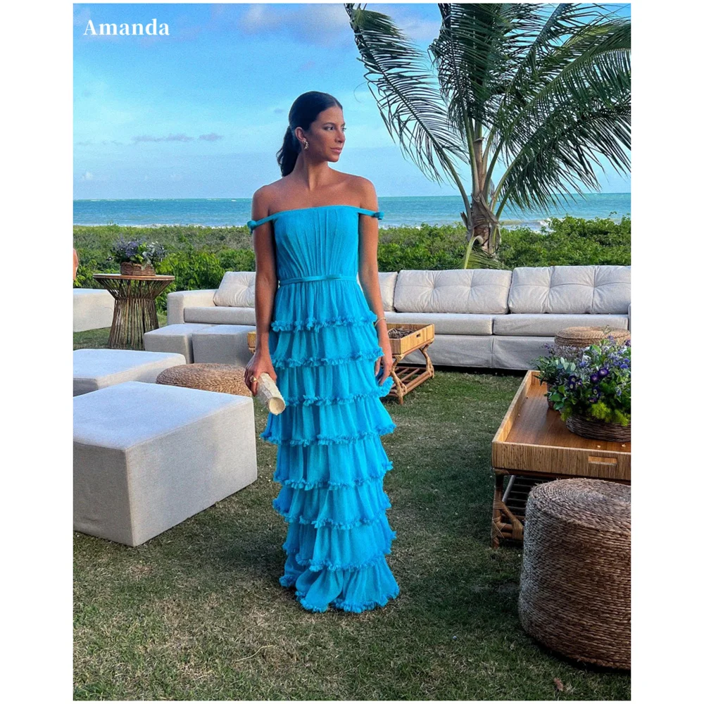 Amanda Customized Blue Off Shoulder Cascading Ruffle Prom Dress Sleeveless Elegant vestidos de noche Floor-Length Wedding Party
Amanda Customized Blue Off Shoulder Cascading Ruffle Prom Dress Sleeveless Elegant vestidos de noche Floor-Length Wedding Party