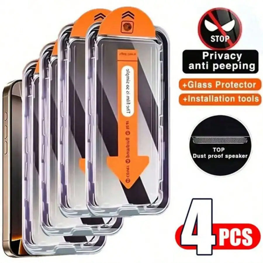 4 Pcs Privacy Tempered Glass Screen Protector Compatible With IPhone 17 16 15 14 13 12 11 Pro Max, Anti-Peeping, Auto Dust-Elimi
4 Pcs Privacy Tempered Glass Screen Protector Compatible With IPhone 17 16 15 14 13 12 11 Pro Max, Anti-Peeping, Auto Dust-Elimi