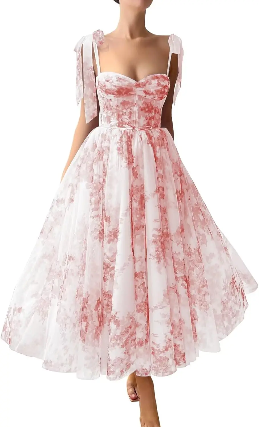Floral Print Prom Dresses Tea Length Sweetheart Tie Straps Tulle Fairy Dress Cocktail Formal Party Gowns Evening Dress
Floral Print Prom Dresses Tea Length Sweetheart Tie Straps Tulle Fairy Dress Cocktail Formal Party Gowns Evening Dress