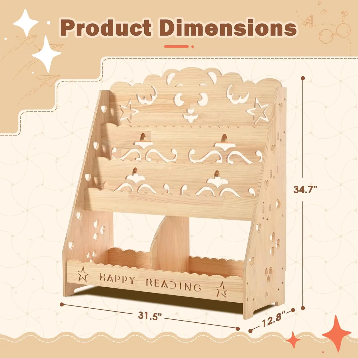 4 Tier Kids Wooden Bookshelf,Children Bookcase Cabinet, 2 Cubby Toy Storage Organizer, Toddler Book Toy Shelf For Bedroom,
4 Tier Kids Wooden Bookshelf,Children Bookcase Cabinet, 2 Cubby Toy Storage Organizer, Toddler Book Toy Shelf For Bedroom,