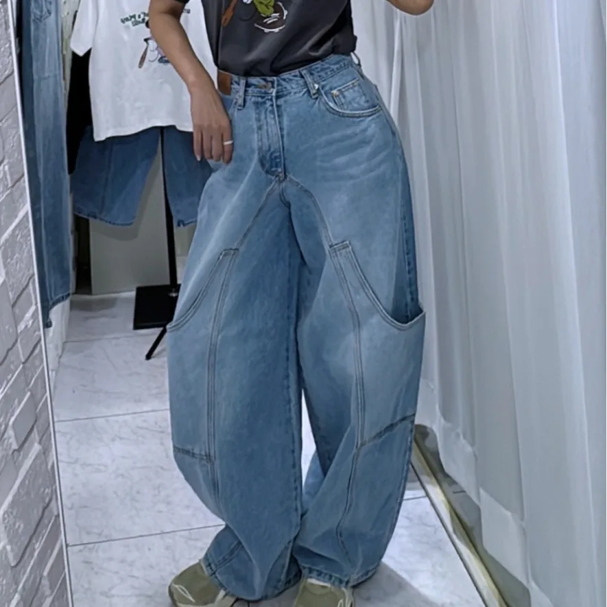 American Style Casual High Waist Jeans with Big Pockets Knife Workwear Pants for Women Blue Cotton 100% Non-Stretchy
American Style Casual High Waist Jeans with Big Pockets Knife Workwear Pants for Women Blue Cotton 100% Non-Stretchy