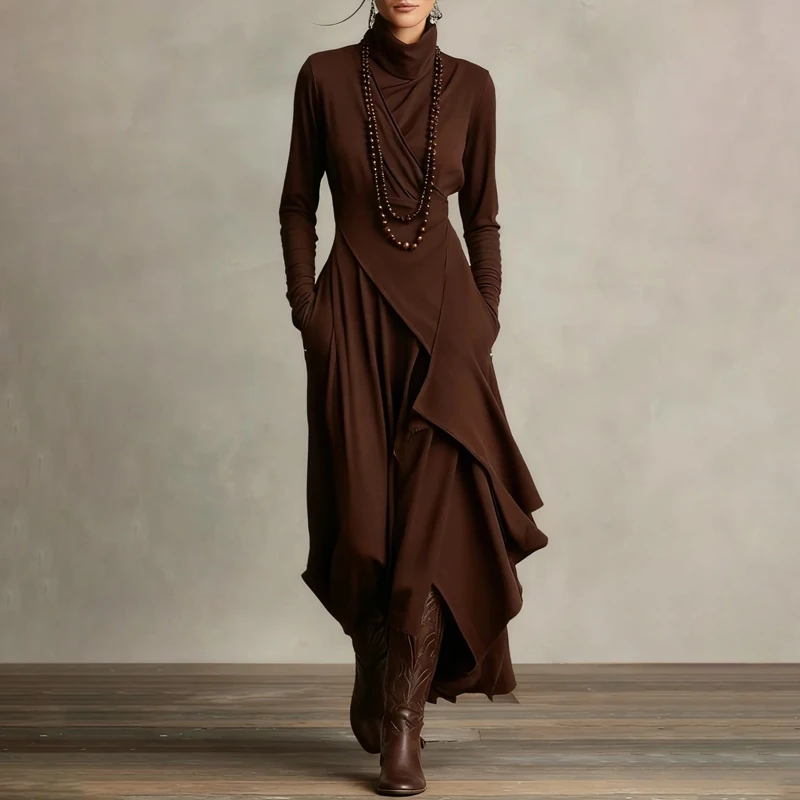 Spring Autumn Womens Maxi Dress Vintage Irregular Dress Solid Long Sleeve Turtleneck Retro Western Cowgirl Party Evening Dresses
Spring Autumn Womens Maxi Dress Vintage Irregular Dress Solid Long Sleeve Turtleneck Retro Western Cowgirl Party Evening Dresses