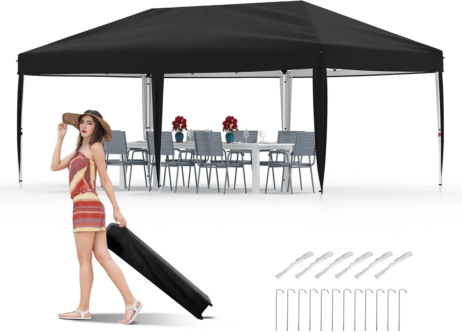 10x20 Pop Up Canopy - Easy Up Camping Tent with One Roller Bag, 3 Adjustable Height, 4 Weight Bags for Deck, Garden, Sports,
10x20 Pop Up Canopy - Easy Up Camping Tent with One Roller Bag, 3 Adjustable Height, 4 Weight Bags for Deck, Garden, Sports,
