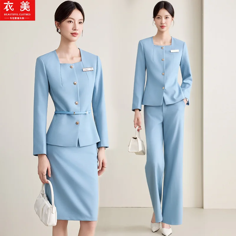 Синий костюм для женщин2025Новый весенне-осенний элитный элегантный профессиональный деловой костюм в стиле богини, рабочая одежда
Синий костюм для женщин2025Новый весенне-осенний элитный элегантный профессиональный деловой костюм в стиле богини, рабочая одежда