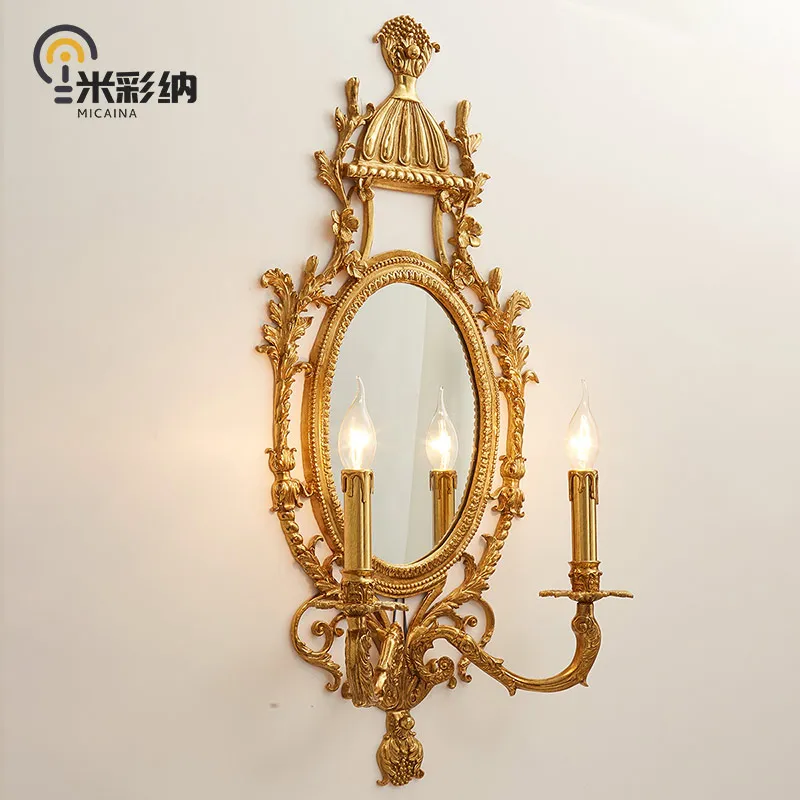 French candle wall lamp retro atmosphere luxury classical villa bedroom mirror lamp
French candle wall lamp retro atmosphere luxury classical villa bedroom mirror lamp