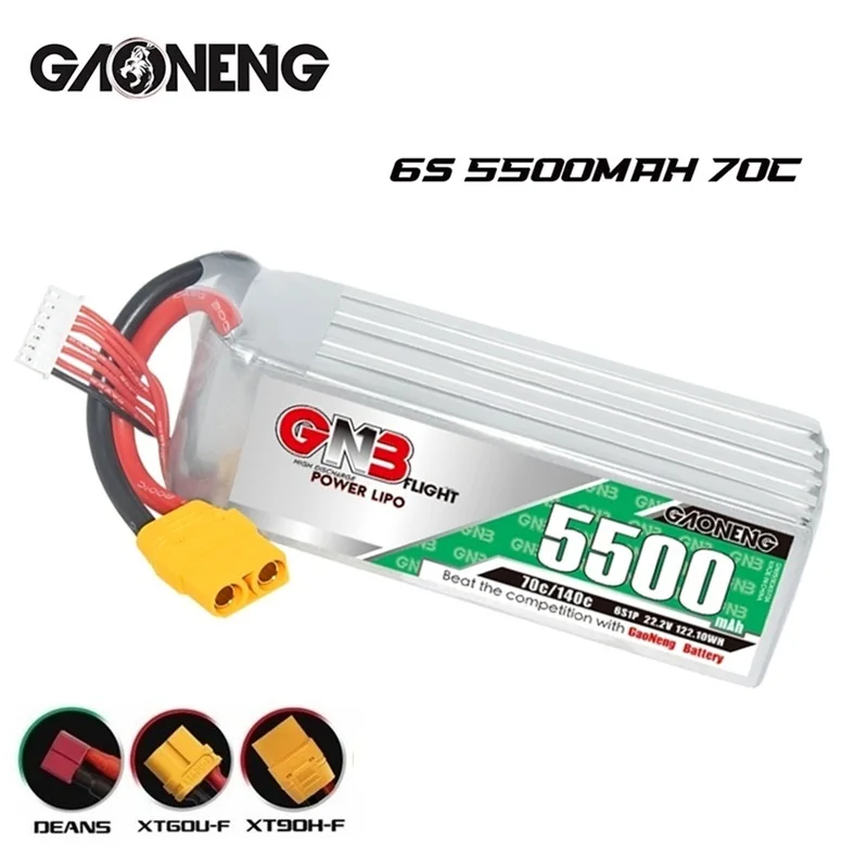 GNB 22,2 V 5500mAh литий-полимерная батарея RC FPV для гоночного дрона, батарея для автомобиля, лодки, аксессуары, батарея 6S
GNB 22,2 V 5500mAh литий-полимерная батарея RC FPV для гоночного дрона, батарея для автомобиля, лодки, аксессуары, батарея 6S