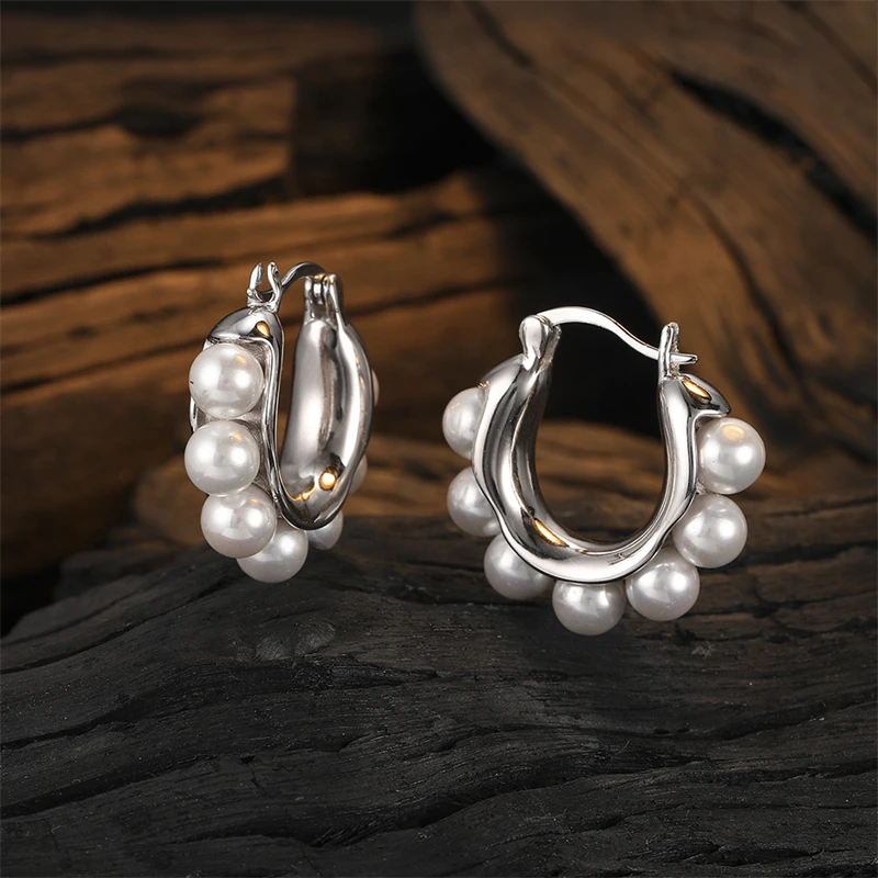 925 Sterling Silver Ear Buckle Elegant Pearl Hoop Earrings for Women Simple Classic Wedding Jewelry Accessories
925 Sterling Silver Ear Buckle Elegant Pearl Hoop Earrings for Women Simple Classic Wedding Jewelry Accessories