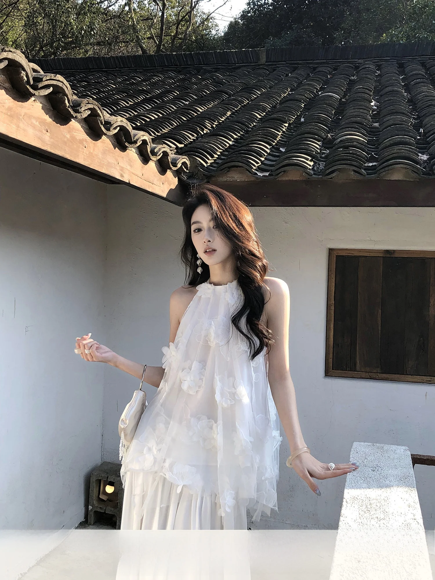 KKABOVE Romantic Lace Floral Embroidery Loose A-Line T-irt Hanging Ne Svel Moonlight White Gauze Women's Top
KKABOVE Romantic Lace Floral Embroidery Loose A-Line T-irt Hanging Ne Svel Moonlight White Gauze Women's Top