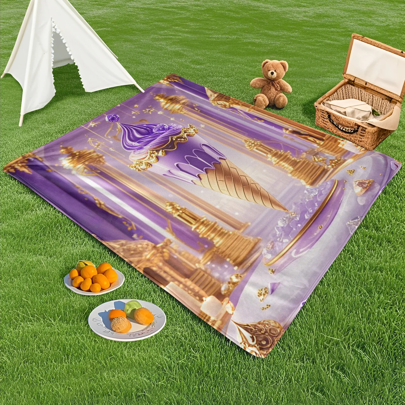 Elegant Purple Castle Picnic Blanket With Ice Cream Cone Design For Creative Outdoor Relaxation And Dreamy Gatherings
Elegant Purple Castle Picnic Blanket With Ice Cream Cone Design For Creative Outdoor Relaxation And Dreamy Gatherings