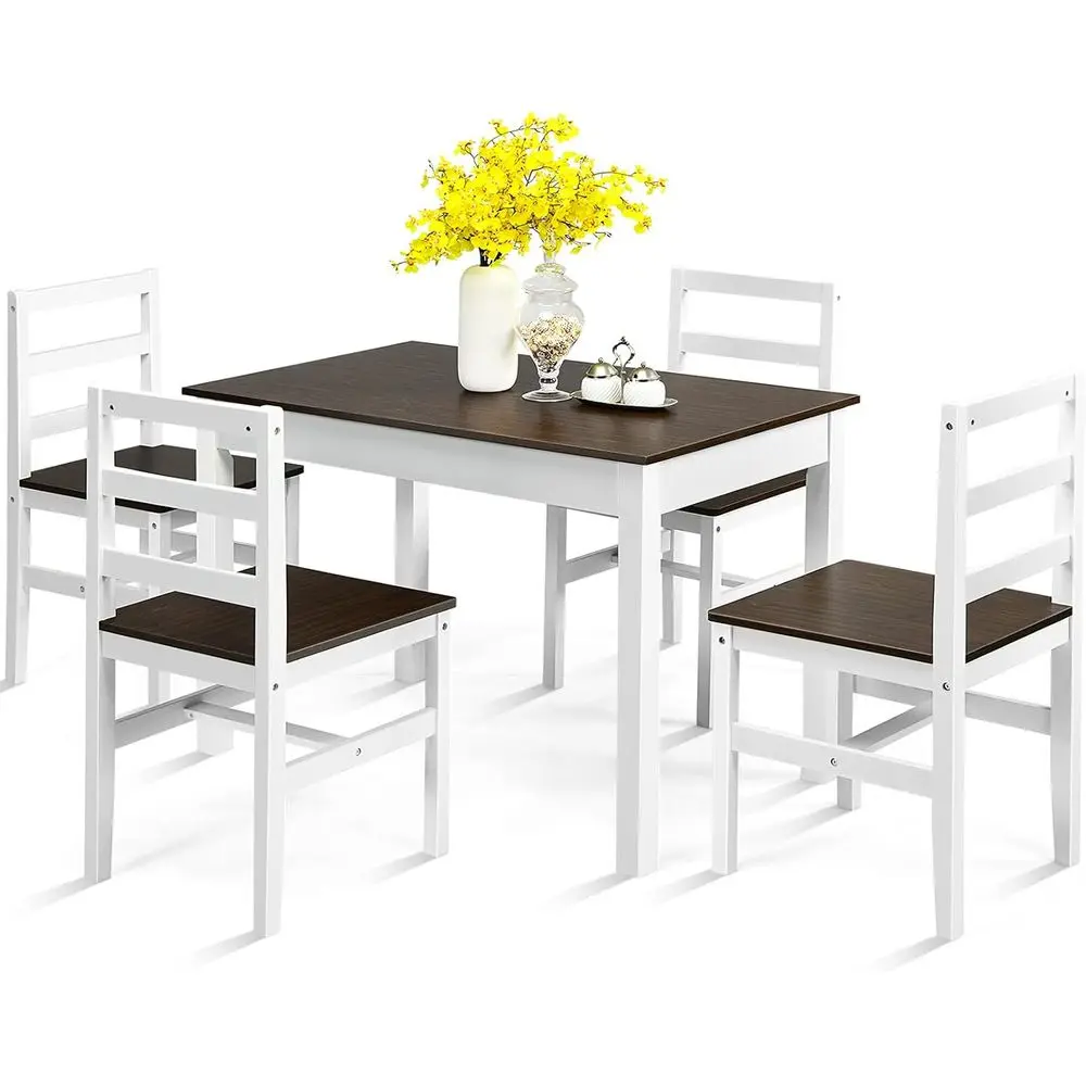 5-Piece Solid Wood Dining Set: Rectangle Table & 4 Chairs with Pine Wood Legs, Space-Saving Kitchen Furniture for Dining Rooms a
5-Piece Solid Wood Dining Set: Rectangle Table & 4 Chairs with Pine Wood Legs, Space-Saving Kitchen Furniture for Dining Rooms a