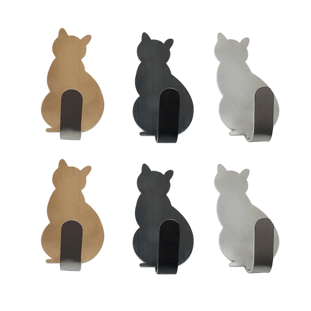 6pcs Stainless Steel Wall Hooks Adhesive Hangers Heavy Duty Clothes Rack Kitten Design Rustproof Hanging Accessories
6pcs Stainless Steel Wall Hooks Adhesive Hangers Heavy Duty Clothes Rack Kitten Design Rustproof Hanging Accessories