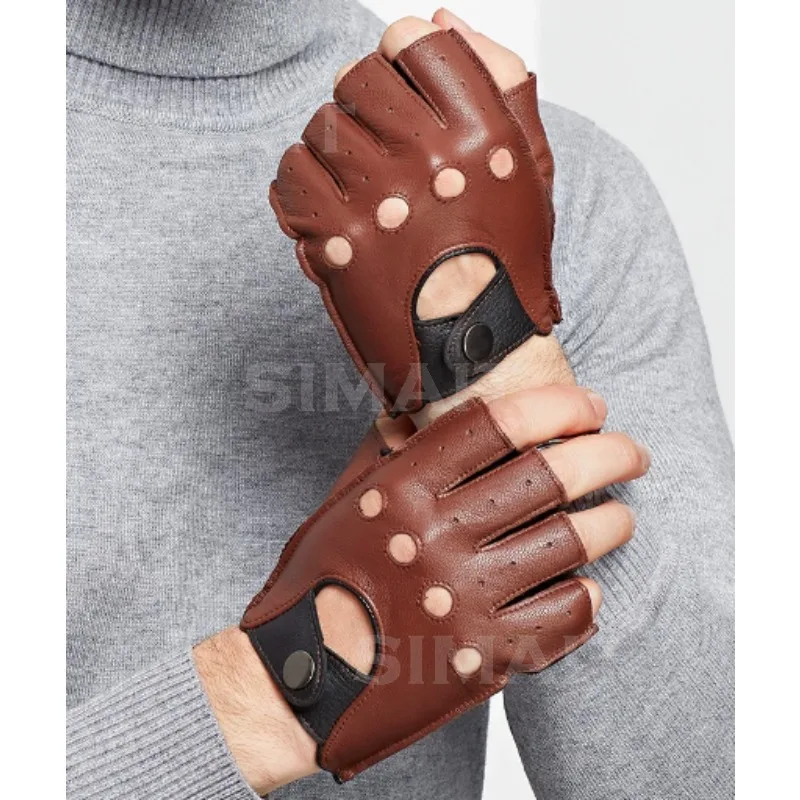 Retro Driving Locomotive Black Fitness Half-finger Gloves, Thin Leather, for Men
Retro Driving Locomotive Black Fitness Half-finger Gloves, Thin Leather, for Men