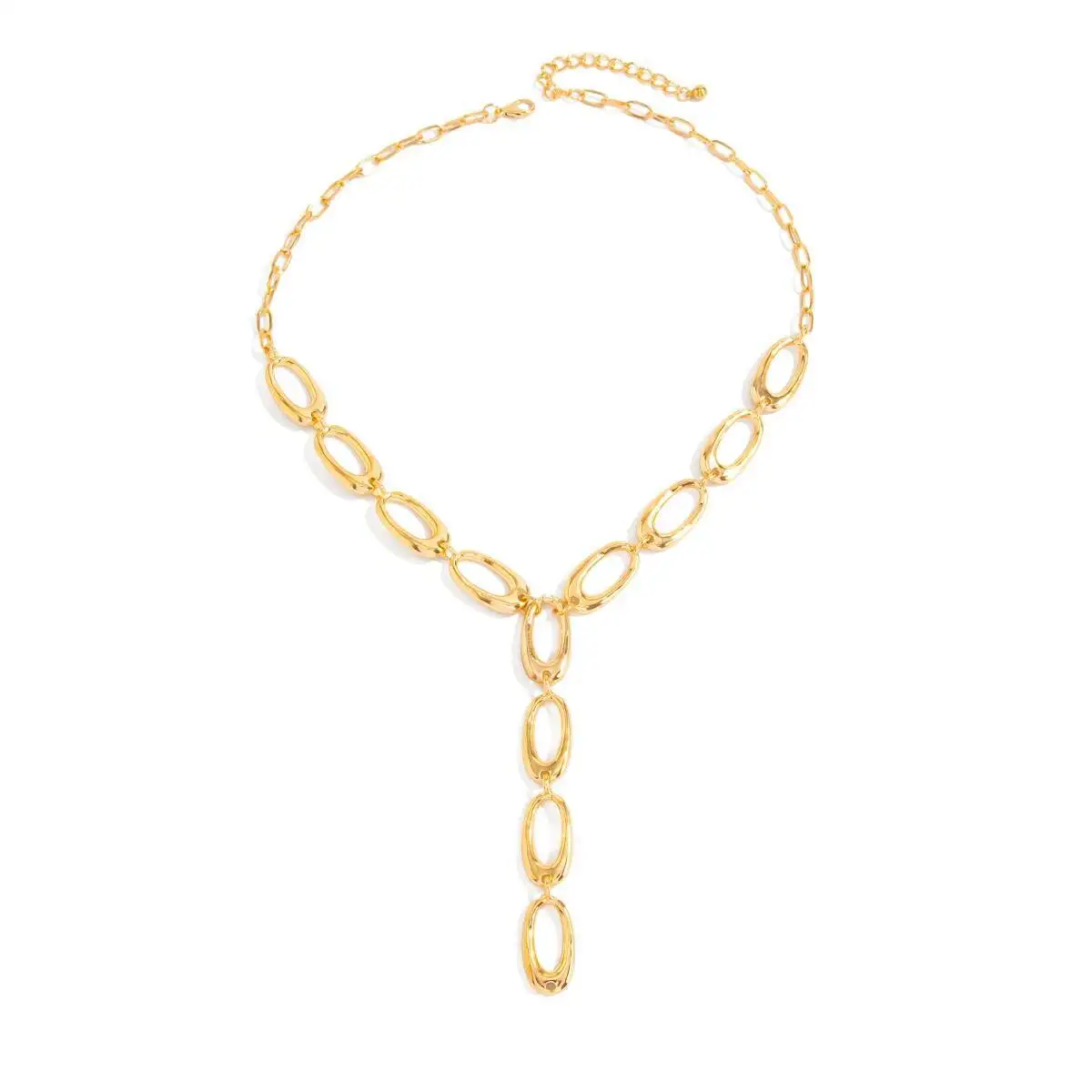 Women's Vintage Creative Punk Gold Color Oval Metal Chain Necklace Y-Shaped Pendant Fashion Jewelry Accessory
Women's Vintage Creative Punk Gold Color Oval Metal Chain Necklace Y-Shaped Pendant Fashion Jewelry Accessory