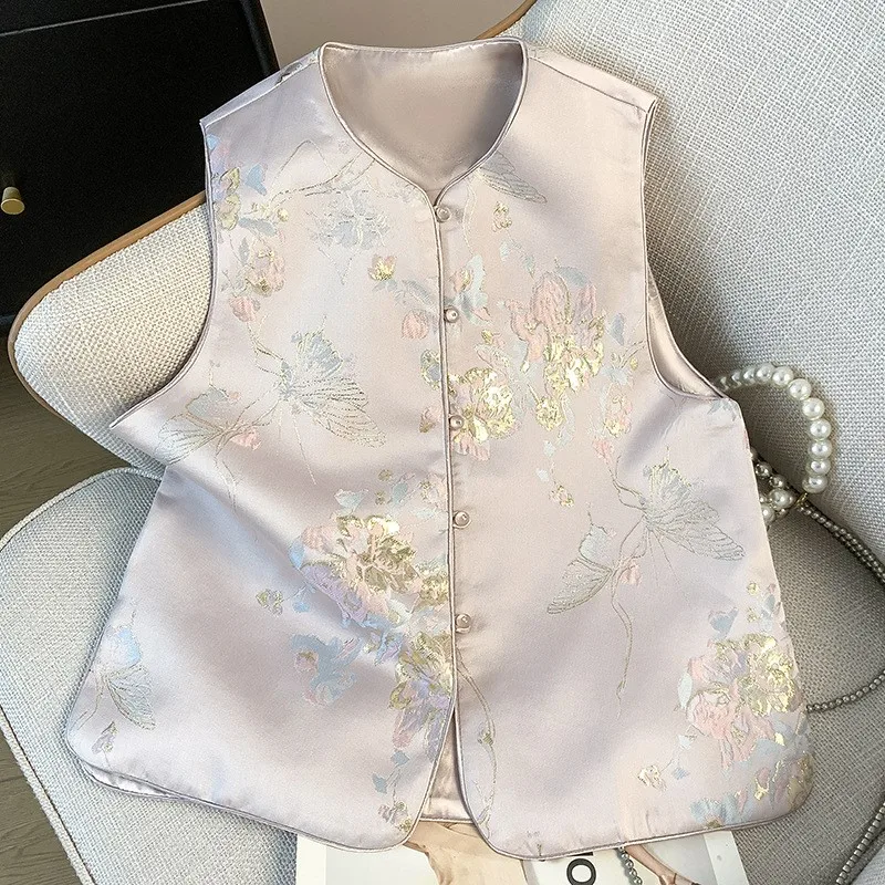 Chinese style disc round collar jacquard brocade gold heavy industry embroidery waistcoat coat
Chinese style disc round collar jacquard brocade gold heavy industry embroidery waistcoat coat