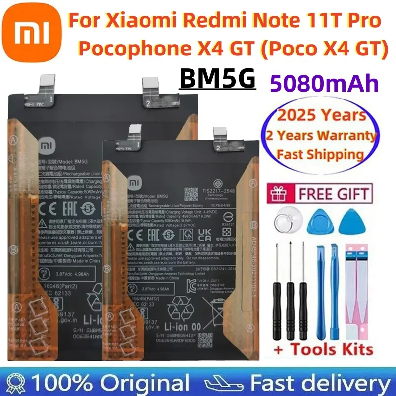2025 Years 100% Original BM5G Battery For Xiaomi Redmi Note 11T Pro / Pocophone X4 GT / Poco X4 GT Phone Batteries Fast Shipping
2025 Years 100% Original BM5G Battery For Xiaomi Redmi Note 11T Pro / Pocophone X4 GT / Poco X4 GT Phone Batteries Fast Shipping