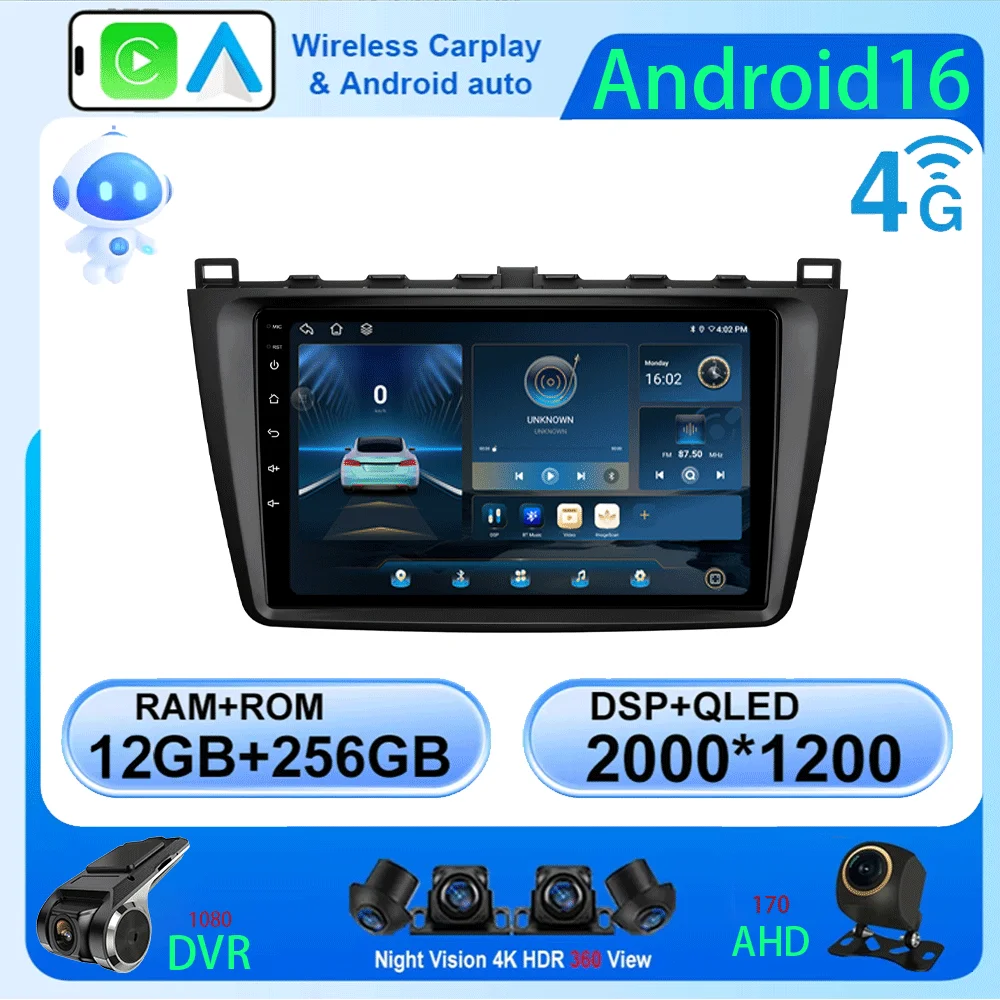 Android16 Carplay Auto Car Radio For Mazda 6 GH 2007 2008 2009 2010 2011 2012 Multimedia GPS Video Player Stereo 2din Head Unit
Android16 Carplay Auto Car Radio For Mazda 6 GH 2007 2008 2009 2010 2011 2012 Multimedia GPS Video Player Stereo 2din Head Unit