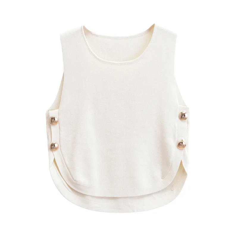 Side Buttons Knitted Vest Women Casual Slim Sleeveless High Low Hem O Neck Tanks 2024 Autumn New Knitwear Crop Top Vest
Side Buttons Knitted Vest Women Casual Slim Sleeveless High Low Hem O Neck Tanks 2024 Autumn New Knitwear Crop Top Vest