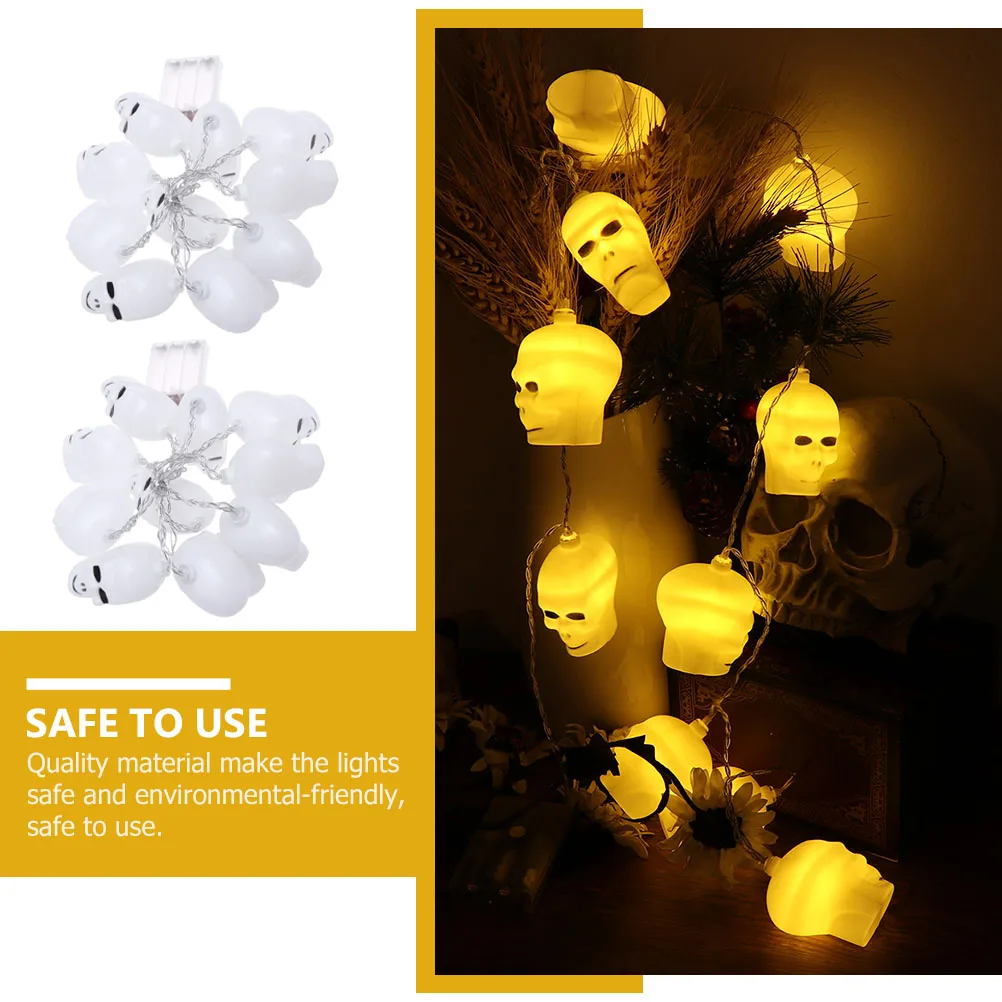 2Pcs Skull String Lights Halloween Decorations Holiday Party LED Strings Lighting Kit Energy Saving Safe Environmental
2Pcs Skull String Lights Halloween Decorations Holiday Party LED Strings Lighting Kit Energy Saving Safe Environmental
