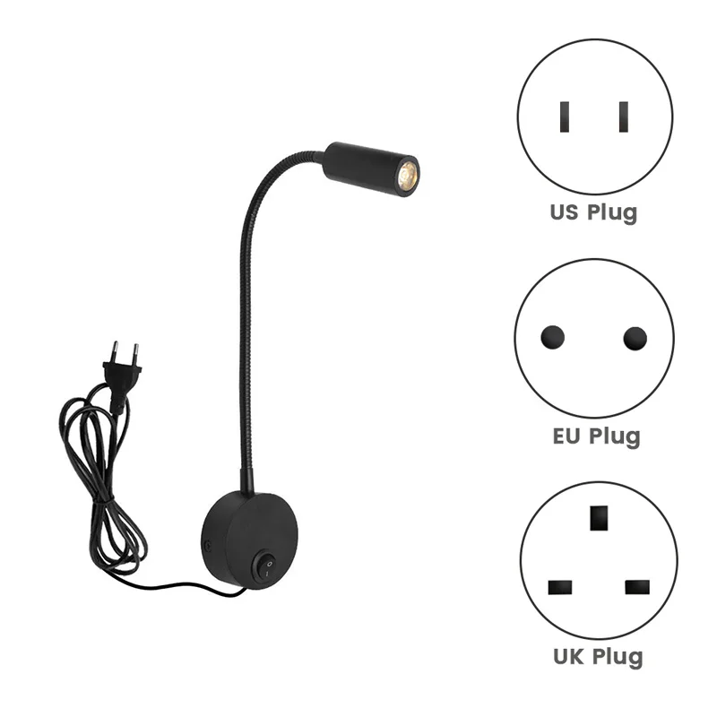 Wall-Mounted Reading Lamp Wall Lamp Hose Bedside Lamp Switch Control (Black EU Plug)
Wall-Mounted Reading Lamp Wall Lamp Hose Bedside Lamp Switch Control (Black EU Plug)