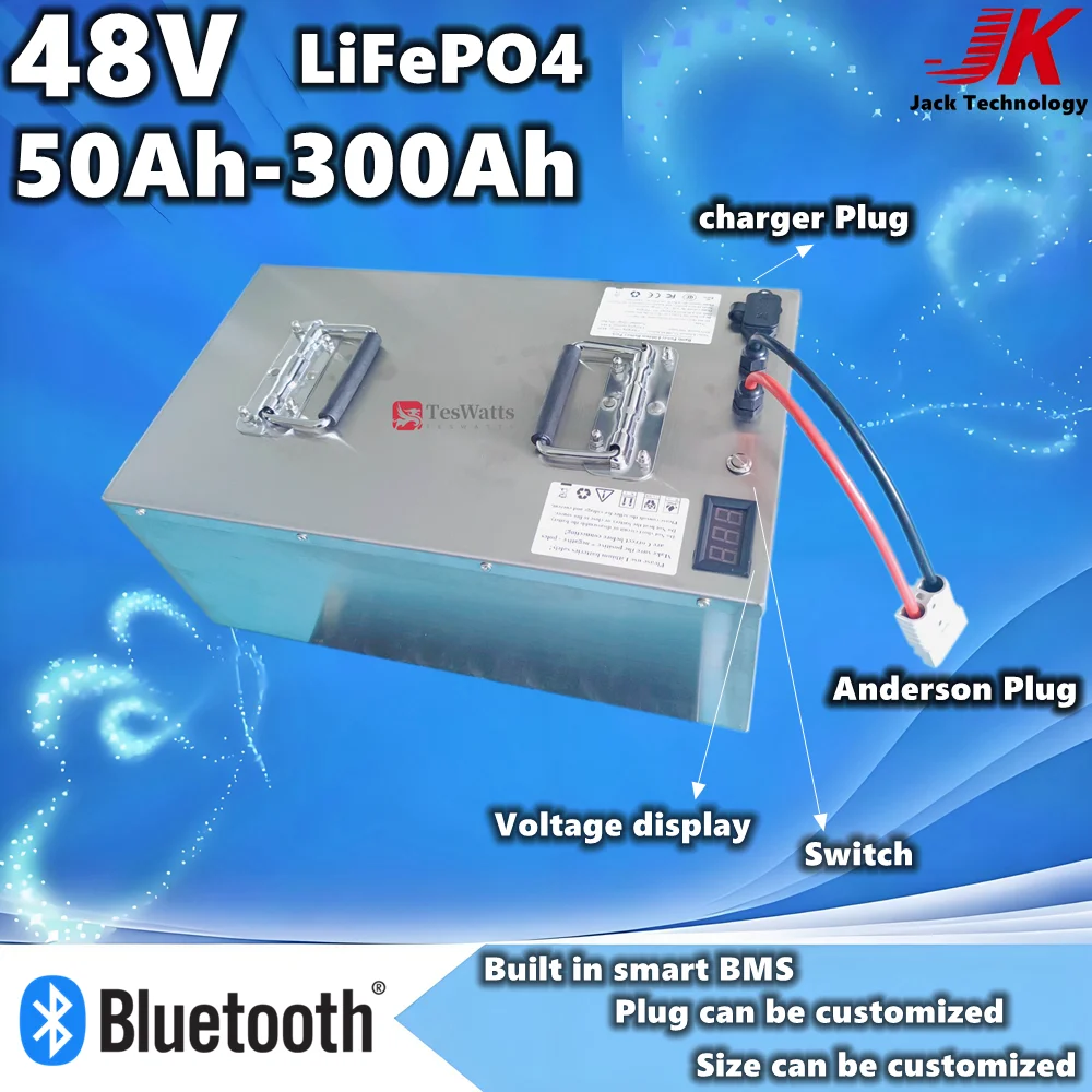 48V 200Ah LiFePO4 Battery 5KW-10KW 100Ah 150Ah 200Ah 300Ah for 1000W 3000W lawn mower Solar System Golf Cart Electric tricycle
48V 200Ah LiFePO4 Battery 5KW-10KW 100Ah 150Ah 200Ah 300Ah for 1000W 3000W lawn mower Solar System Golf Cart Electric tricycle