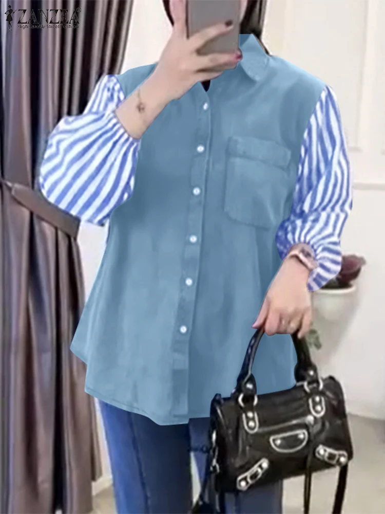 ZANZEA 2025 Spring Islamic Hijab Tops Muslim Women Turn-down Collar Striped Patchwork Chemise Fake Two-Pieces Long Sleeve Shirts
ZANZEA 2025 Spring Islamic Hijab Tops Muslim Women Turn-down Collar Striped Patchwork Chemise Fake Two-Pieces Long Sleeve Shirts