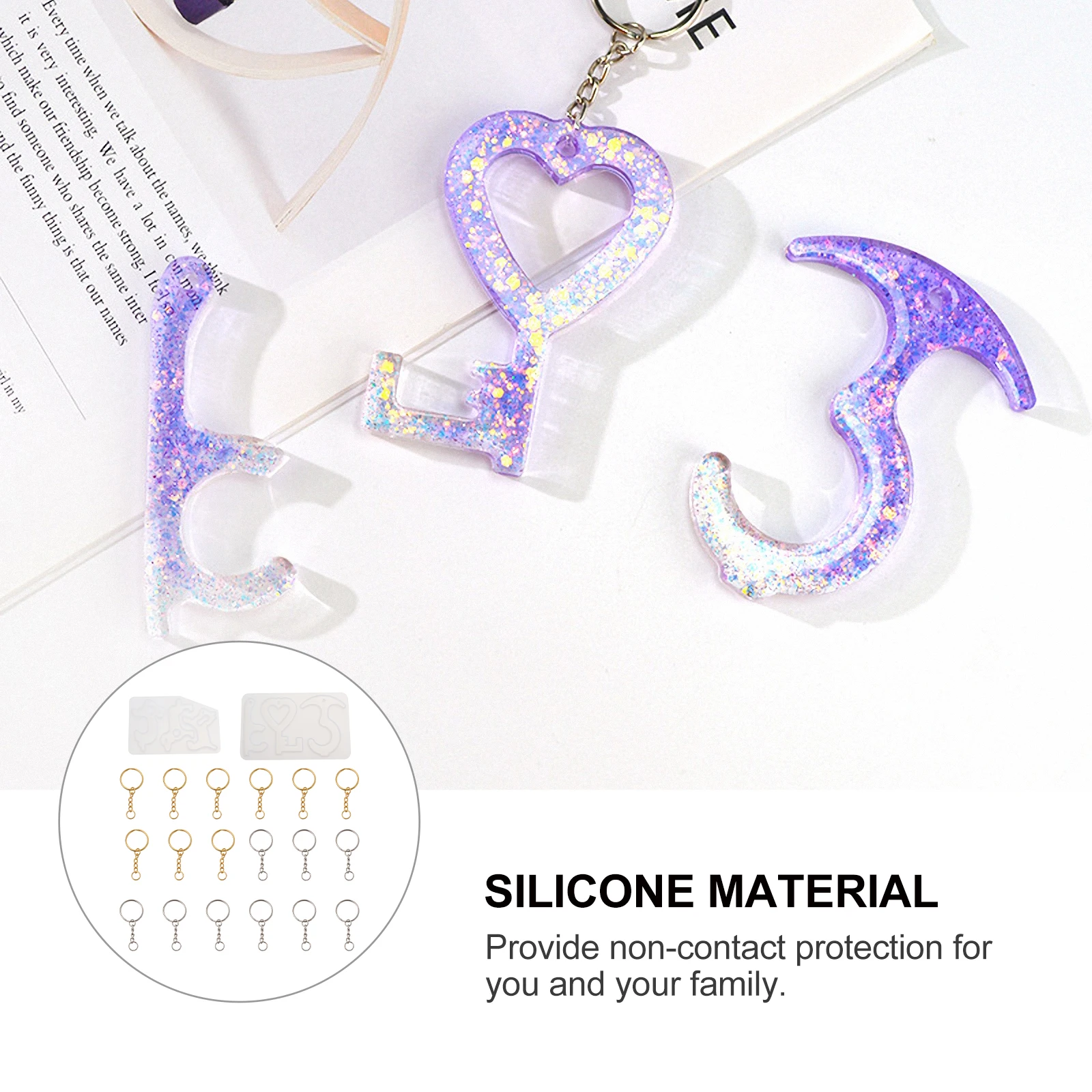 1 set Keychains Heart Animal Shape DIY No Touch Door Opener Mold Silicone Epoxy Mould Silver Gold Keys Contactless Outdoor
1 set Keychains Heart Animal Shape DIY No Touch Door Opener Mold Silicone Epoxy Mould Silver Gold Keys Contactless Outdoor