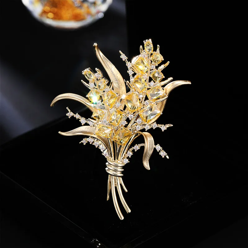 European and American High-End Gold Harvest Wheat Spike Brooch with Zircon Inlay Elegant Pin Premium Coat Jacket Brooch
European and American High-End Gold Harvest Wheat Spike Brooch with Zircon Inlay Elegant Pin Premium Coat Jacket Brooch