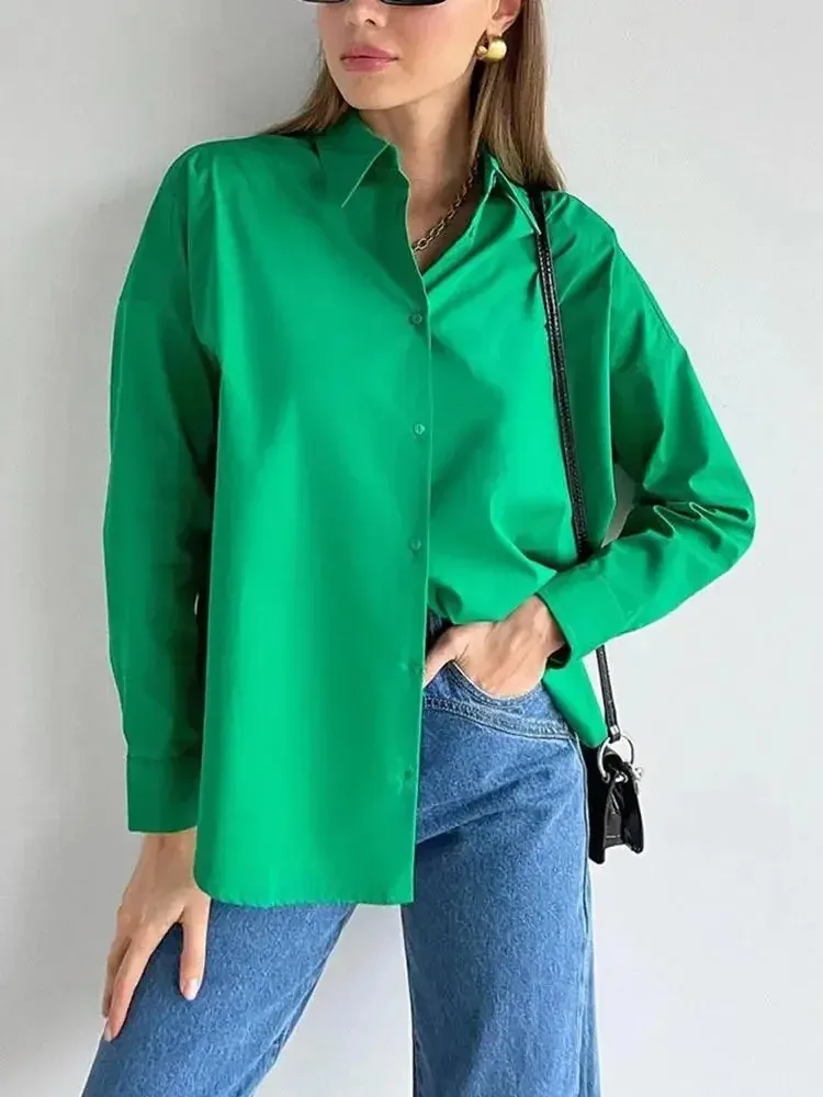 Summer Fashion Long Sleeve Shirt Casual Loose 100% Cotton Shirts for Women Klein Blue Single Breasted Design Blouse for Women
Summer Fashion Long Sleeve Shirt Casual Loose 100% Cotton Shirts for Women Klein Blue Single Breasted Design Blouse for Women
