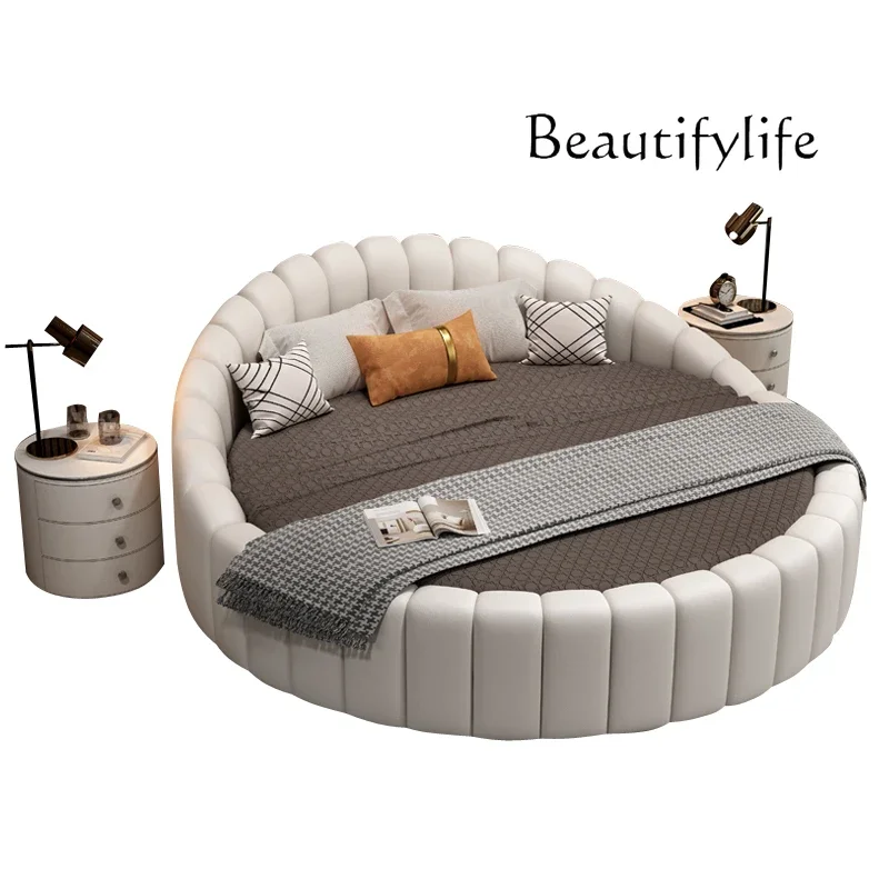W round Bed Double Modern Simple round Leather Princess Large and Small Apartment Type Master Bedroom Marriage Bed Hotel
W round Bed Double Modern Simple round Leather Princess Large and Small Apartment Type Master Bedroom Marriage Bed Hotel