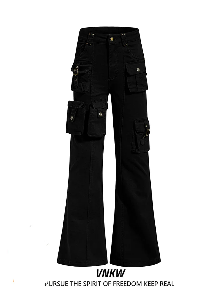Свободные прямые брюки-карго унисекс с декоративными заклепками и ремнем, черные, в уличном стиле
Свободные прямые брюки-карго унисекс с декоративными заклепками и ремнем, черные, в уличном стиле
