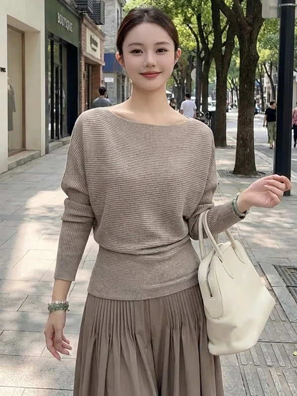 Loose Batwing Sve Knitted Sweater Women's One oulder Sle Spring New Lazy Sle Slimming Top Korean Sle Faion
Loose Batwing Sve Knitted Sweater Women's One oulder Sle Spring New Lazy Sle Slimming Top Korean Sle Faion