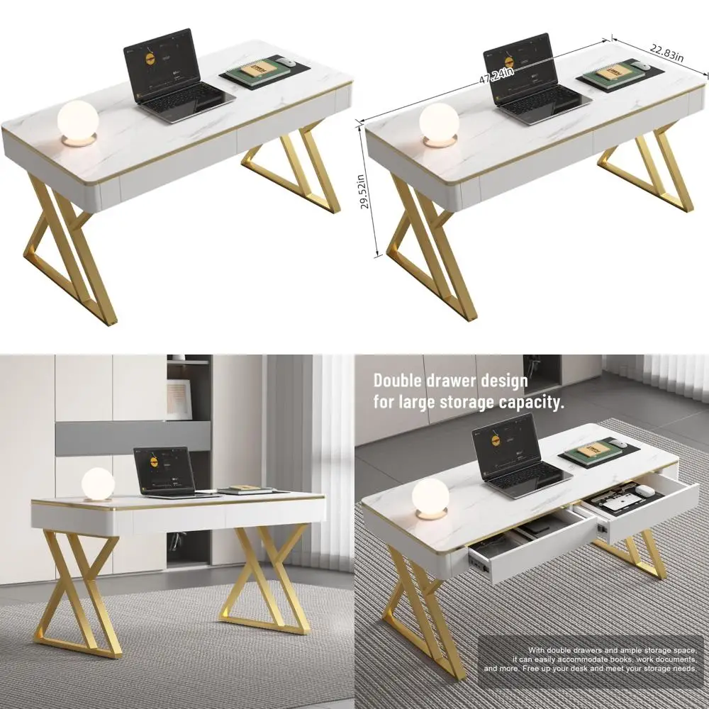 Современный офисный стол с поверхностью из закаленного стекла и мраморным дизайном, белый деревянный игровой стол с ящиками для хранения, прочный L
Современный офисный стол с поверхностью из закаленного стекла и мраморным дизайном, белый деревянный игровой стол с ящиками для хранения, прочный L