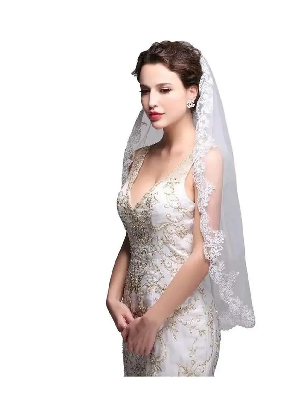 Women's Wedding Veil 1T Fingertip Length Lace Veil for Bride Embroidered Veil With Comb Wedding Headpiece
Women's Wedding Veil 1T Fingertip Length Lace Veil for Bride Embroidered Veil With Comb Wedding Headpiece