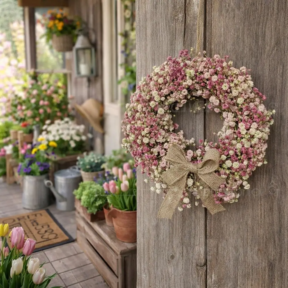 Round Shape Colorful Eucalyptus Wreath with Bow Lifelike Spring Flower Wreath Vivid Colors Handmade Simulated Plant Front Door
Round Shape Colorful Eucalyptus Wreath with Bow Lifelike Spring Flower Wreath Vivid Colors Handmade Simulated Plant Front Door