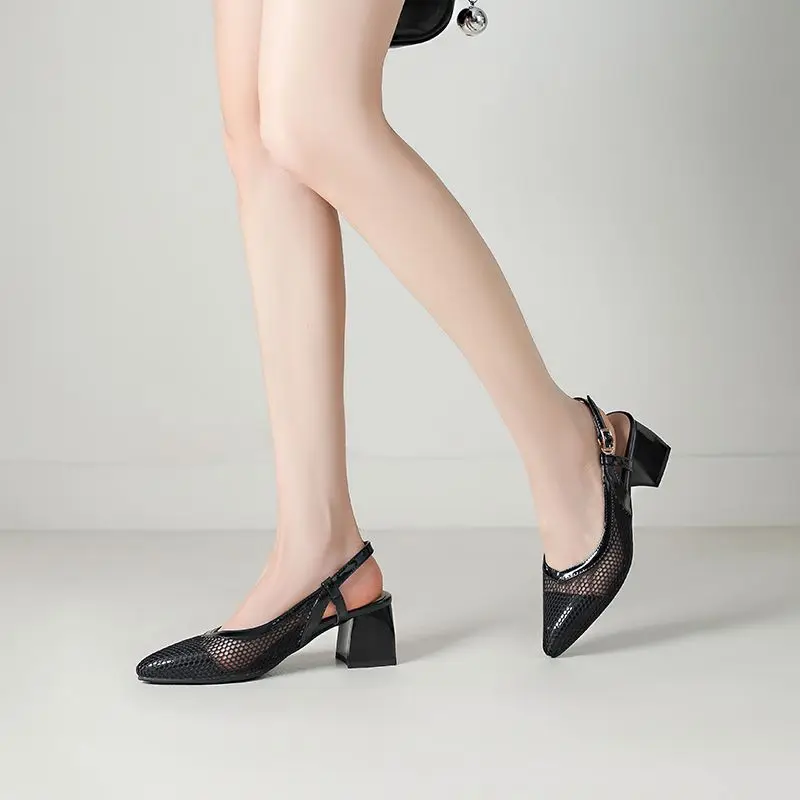 ORCHALISA 2025 Women Sandals Pointed Toe Chunky Heels 5.5cm Buckle Strap Mixed Breathable Mesh Summer Shoes Plus Size 41 42 43
ORCHALISA 2025 Women Sandals Pointed Toe Chunky Heels 5.5cm Buckle Strap Mixed Breathable Mesh Summer Shoes Plus Size 41 42 43