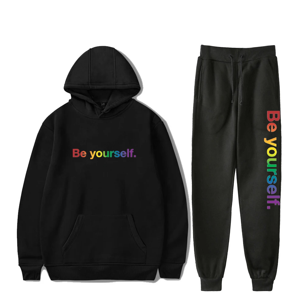 LGBT Be Yourself Hoodie Jogger Pants Two Piece Set Sweatshirts+Sweatpants Love is Love Fashion Clothes Men Women's Set
LGBT Be Yourself Hoodie Jogger Pants Two Piece Set Sweatshirts+Sweatpants Love is Love Fashion Clothes Men Women's Set