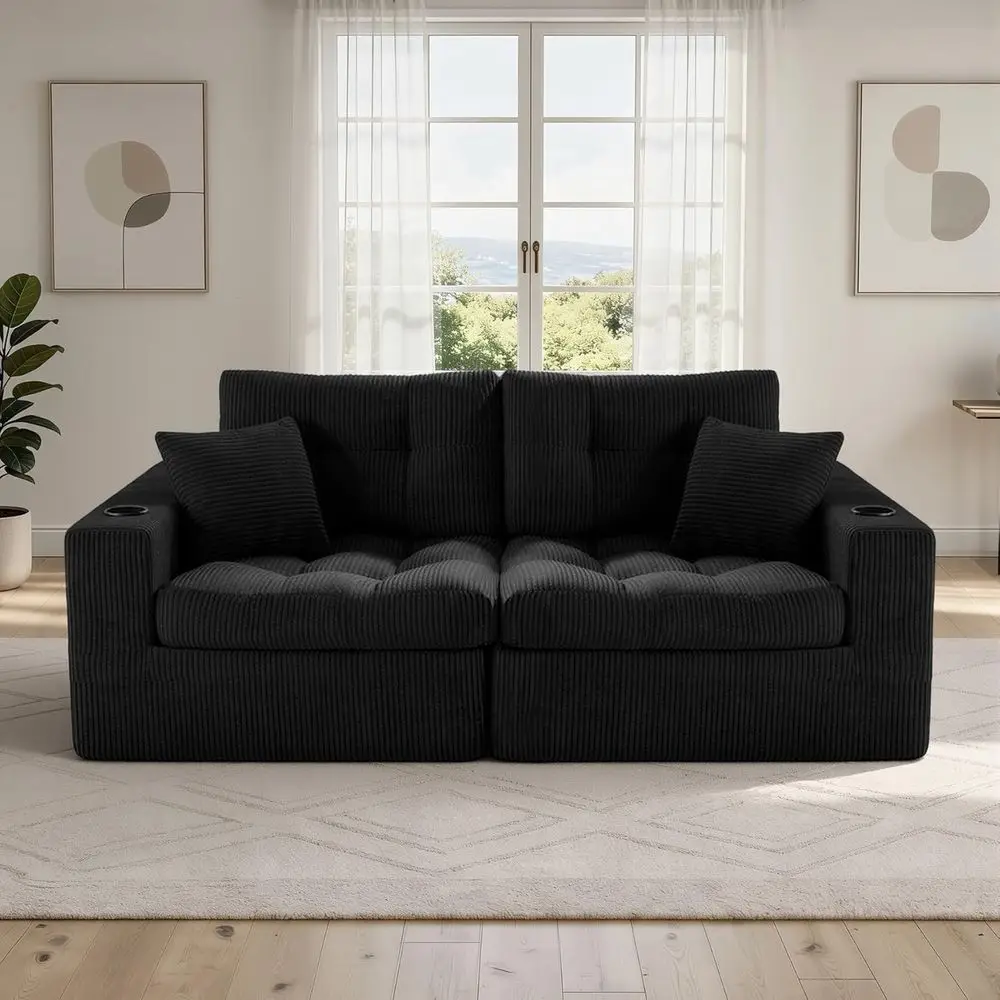 80" BonelLoveseat Soa, Cloud Couch with Layered Cushion, Small Couch Compred oam Soa or Living Room, Aparent, Oice, Black Cordur
80" BonelLoveseat Soa, Cloud Couch with Layered Cushion, Small Couch Compred oam Soa or Living Room, Aparent, Oice, Black Cordur