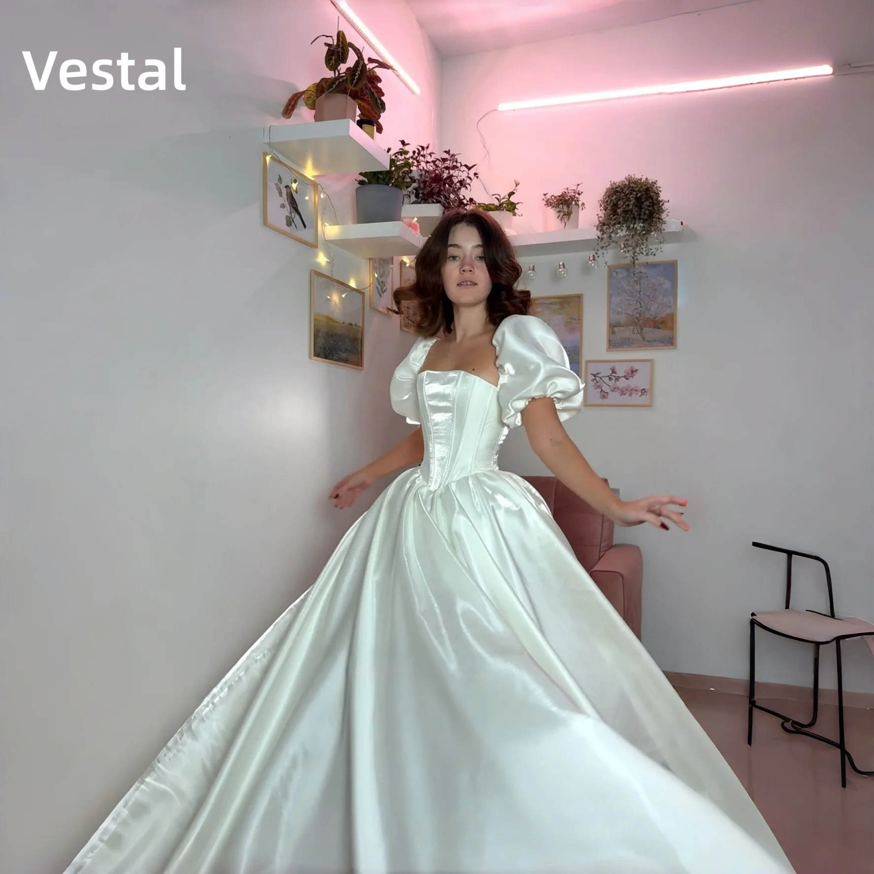 White Square Neck Prom Dress Puff Sleeve Satin Ball Gown Wedding Dress for Bridal Formal Evening Birthday Customized
White Square Neck Prom Dress Puff Sleeve Satin Ball Gown Wedding Dress for Bridal Formal Evening Birthday Customized