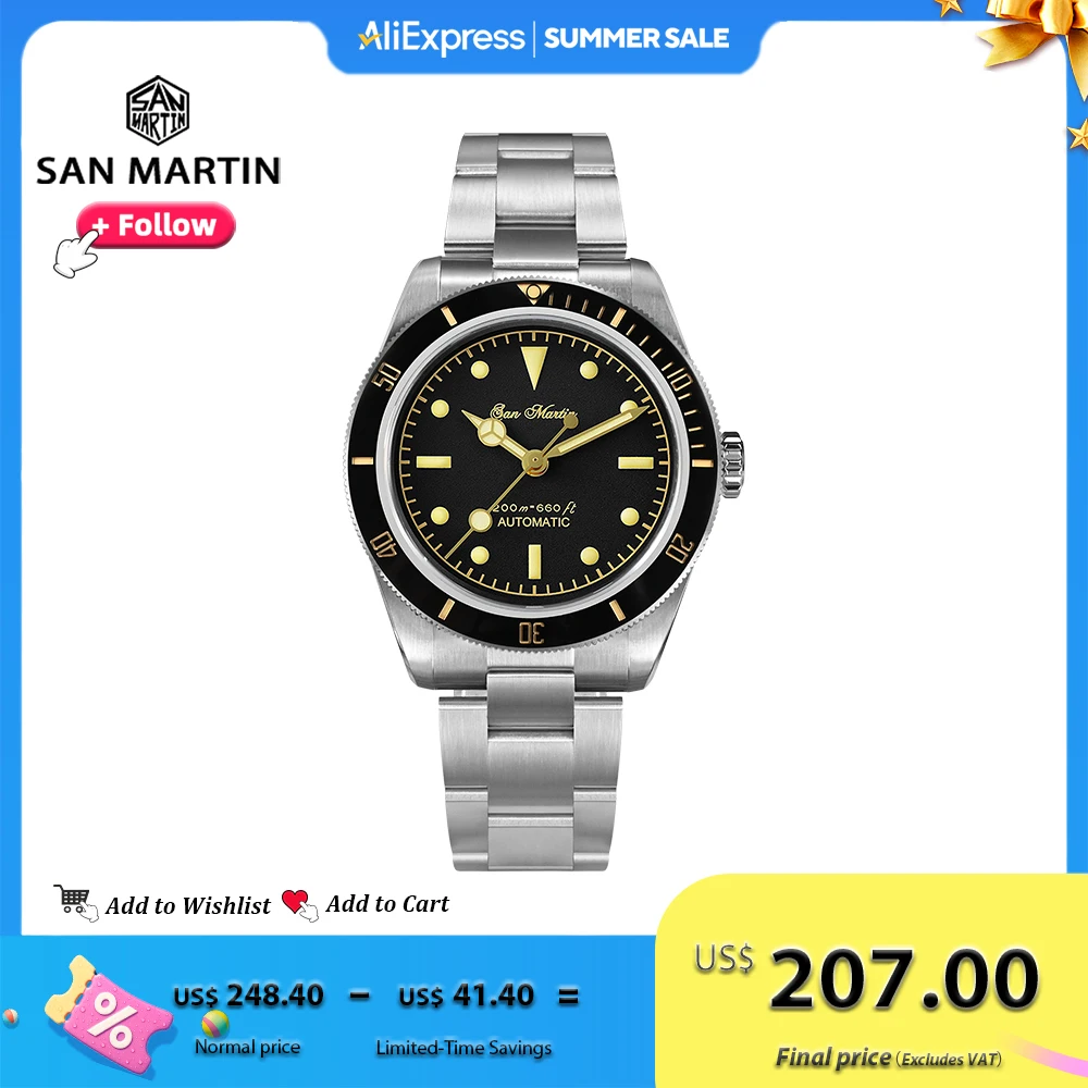 San Martin 38mm Class Men Retro Diver Watch NH35 Automatic Mechanical Stainless Steel Watches Luminous 20Bar Waterproof SN0004G
San Martin 38mm Class Men Retro Diver Watch NH35 Automatic Mechanical Stainless Steel Watches Luminous 20Bar Waterproof SN0004G
