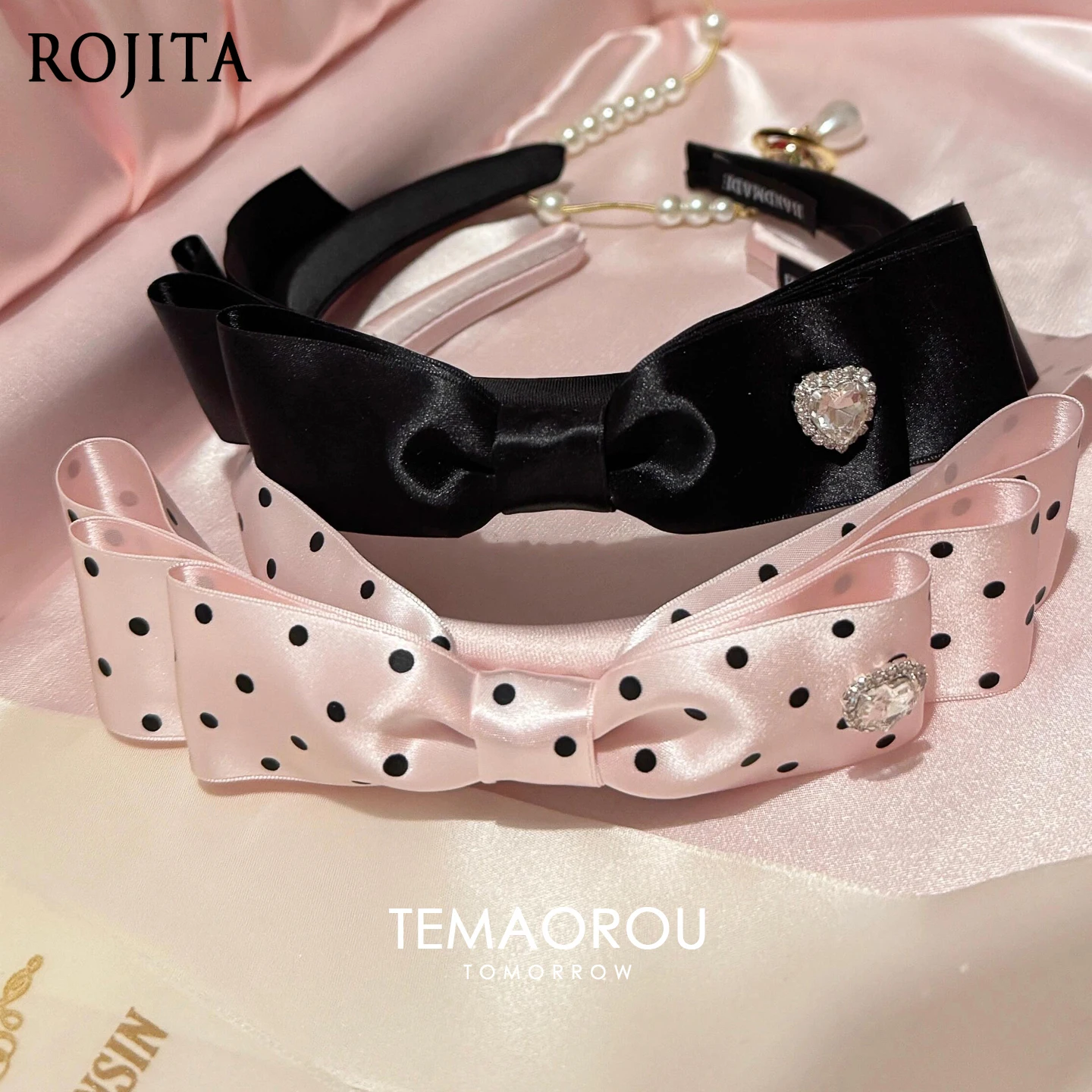 Милая розовая атласная повязка на голову в горошек с бантом, красочная повязка на голову с богатым стилем, аксессуары для волос, повязки на голову для женщин 
Милая розовая атласная повязка на голову в горошек с бантом, красочная повязка на голову с богатым стилем, аксессуары для волос, повязки на голову для женщин