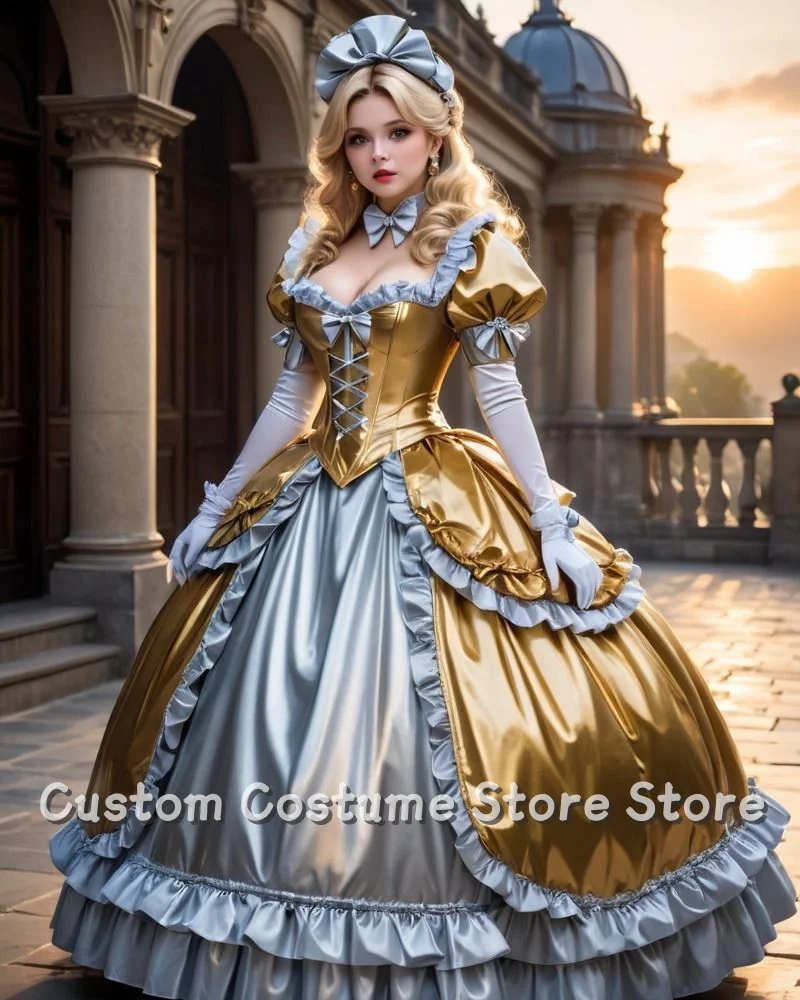 Customized Shiny Gold and Silver Medieval Ball Gown Victorian Puff Sleeves Corset A-line Ruffles Floor-length Evening Dress
Customized Shiny Gold and Silver Medieval Ball Gown Victorian Puff Sleeves Corset A-line Ruffles Floor-length Evening Dress