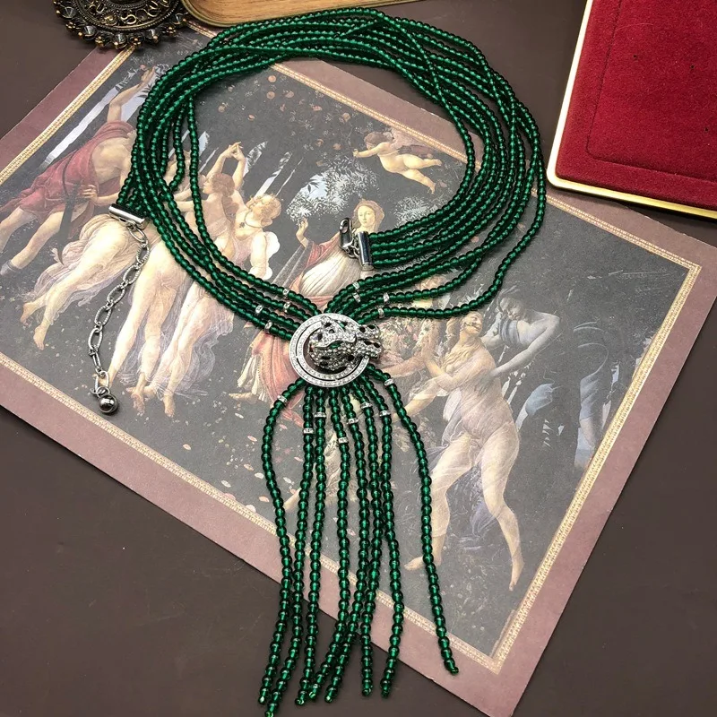 Elegant Retro Multi-layer Green Glazed Beads Beaded Three-dimensional Leopard Copper Necklace Bracelet Ring Set Versatile
Elegant Retro Multi-layer Green Glazed Beads Beaded Three-dimensional Leopard Copper Necklace Bracelet Ring Set Versatile