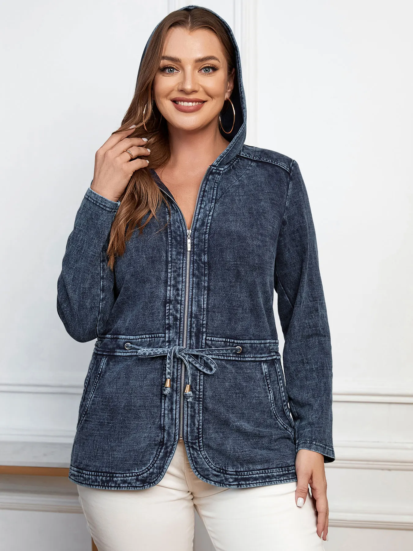 LIH HUA Women's Plus Size Denim Jacket Women's Casual High End Stretch Knit Denim Jacket with Shoulder Pads Denim Jacket
LIH HUA Women's Plus Size Denim Jacket Women's Casual High End Stretch Knit Denim Jacket with Shoulder Pads Denim Jacket