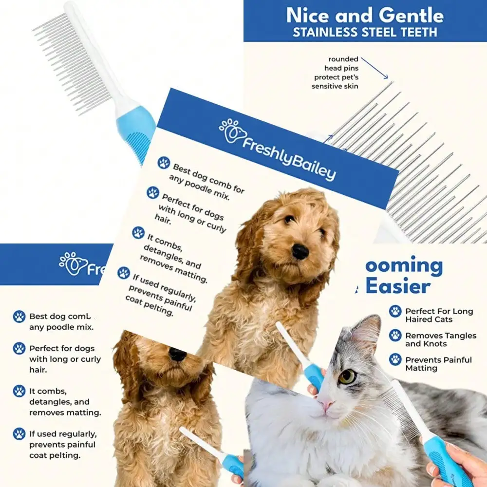 Grooming Comb For Long And Curly Hair In Dogs And Cats - Top Pet Detangler Brush - Removes And Prevents Matted Fur - Perfect For Goldendoodle Poodle Mixes And Cat Undercoat
Grooming Comb For Long And Curly Hair In Dogs And Cats - Top Pet Detangler Brush - Removes And Prevents Matted Fur - Perfect For Goldendoodle Poodle Mixes And Cat Undercoat