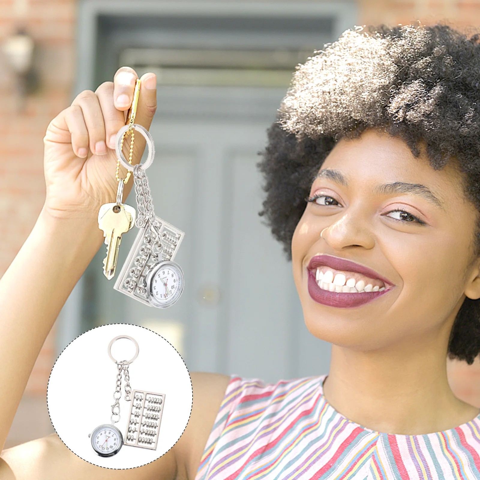 Abacus Keychain Pocket Watch Unique Creative Design Metal Glass Mirror Suspension Keyring Hanging Watch Practical 
Abacus Keychain Pocket Watch Unique Creative Design Metal Glass Mirror Suspension Keyring Hanging Watch Practical