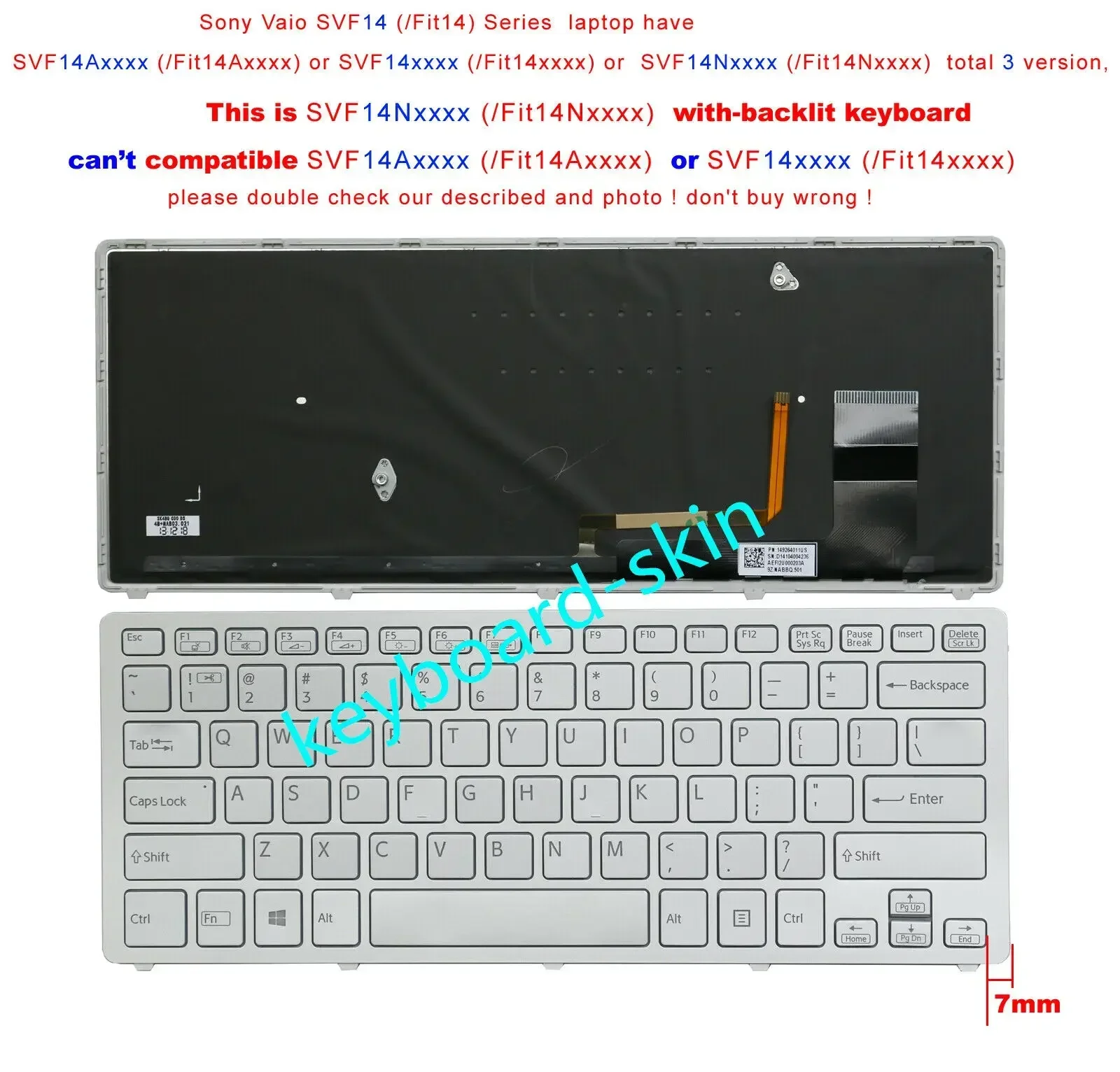 New US keyboard backlit silver for Sony SVF14Nxxxx,Fit14Nxxxx,SVF14N,Fit14N,149264011US AEFI2U000203A 9Z.NABBQ.501 14 " laptop
New US keyboard backlit silver for Sony SVF14Nxxxx,Fit14Nxxxx,SVF14N,Fit14N,149264011US AEFI2U000203A 9Z.NABBQ.501 14 " laptop