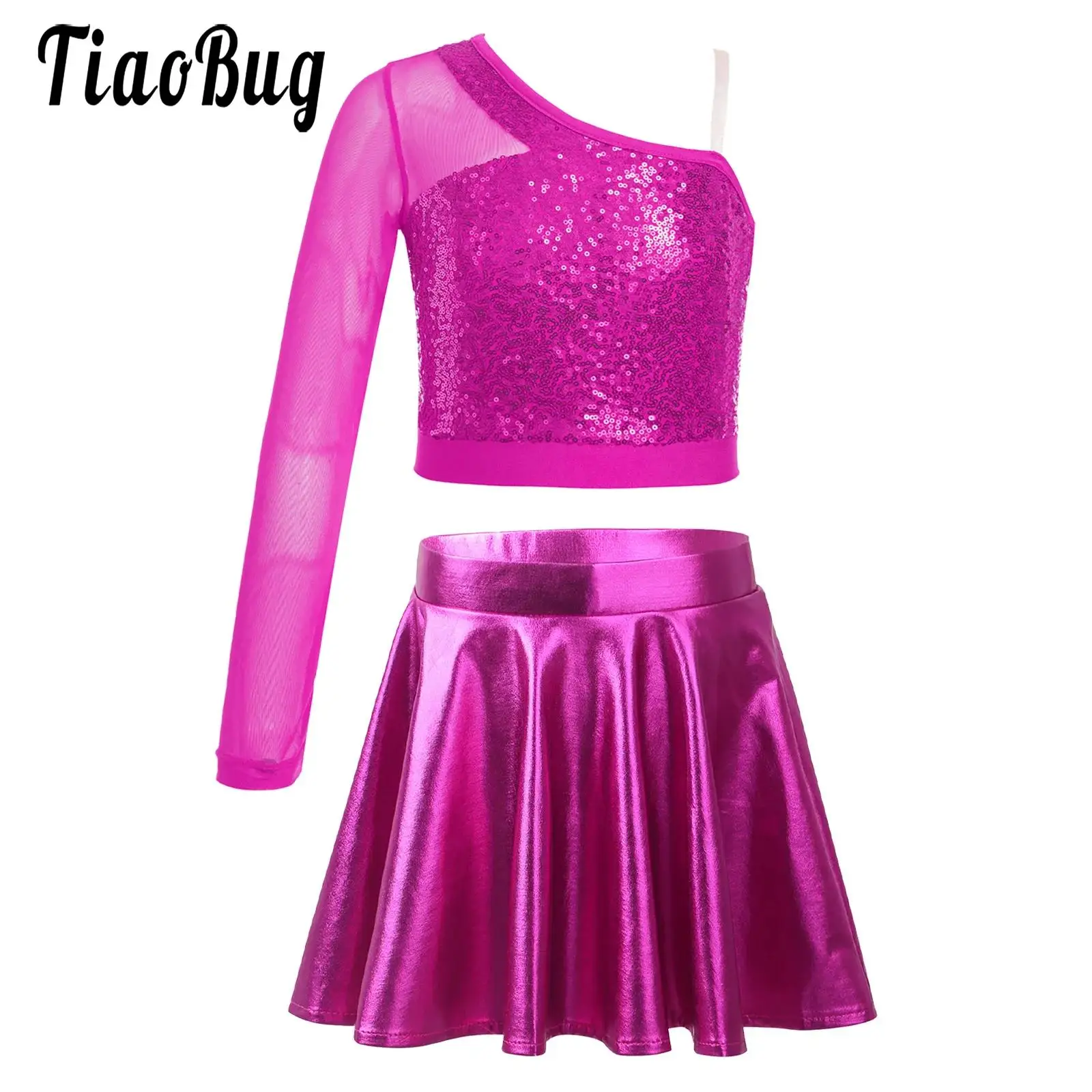 Big Girls Modern Cheerleader Dance Costumes Sparkly Sequins One Shoulder Crop Top and Flared Skirt Performance Outfit for Kids
Big Girls Modern Cheerleader Dance Costumes Sparkly Sequins One Shoulder Crop Top and Flared Skirt Performance Outfit for Kids