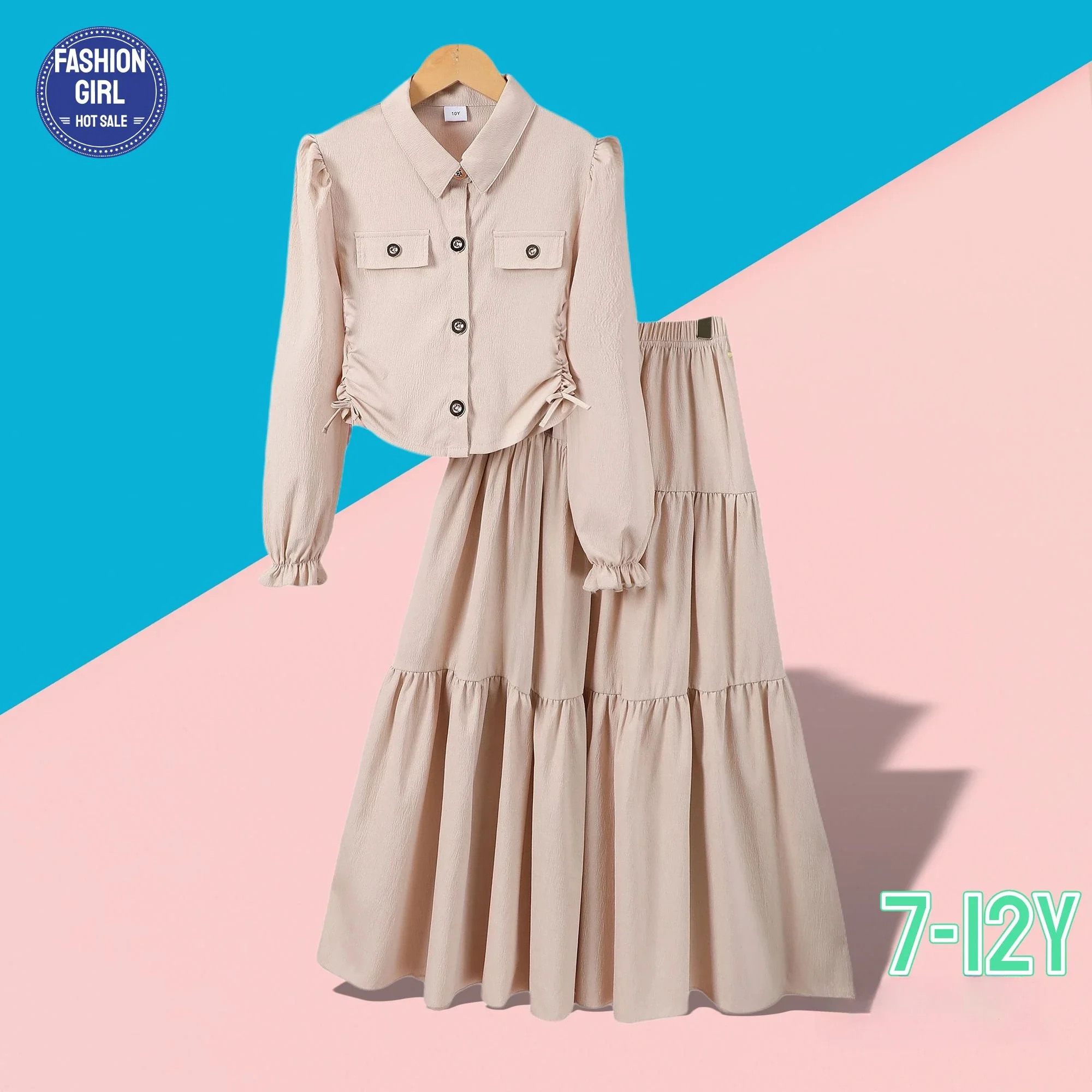Apricot Girl Clothes Children's Outfit Autumn Teen Girls Set Shirt + Skirt 2Pcs Outdoor Elegant Party Girl Clothing 8-12 Yrs
Apricot Girl Clothes Children's Outfit Autumn Teen Girls Set Shirt + Skirt 2Pcs Outdoor Elegant Party Girl Clothing 8-12 Yrs