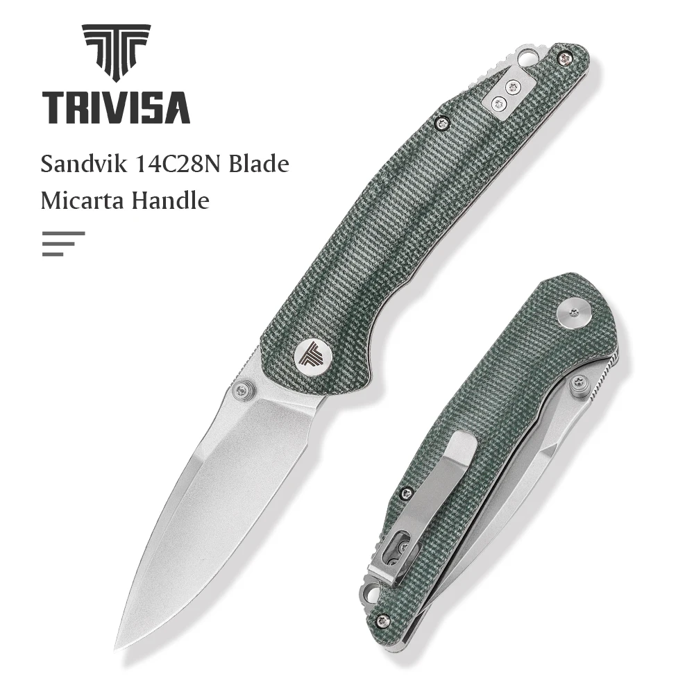 TRIVISA Arae-04G EDC Pocket Folding Knife 14C28N Blade, Camping Hunting Outdoor Bushcraft Cool Tool with Gift Box,Certificate T
TRIVISA Arae-04G EDC Pocket Folding Knife 14C28N Blade, Camping Hunting Outdoor Bushcraft Cool Tool with Gift Box,Certificate T