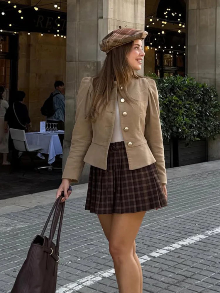 Stand Collar Short Jacket Casual Women Chic Puff Sleeves Single Breasted Slim Cropped Jackets Lady Commute Street Outerwear 2026
Stand Collar Short Jacket Casual Women Chic Puff Sleeves Single Breasted Slim Cropped Jackets Lady Commute Street Outerwear 2026